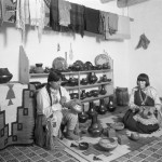 Juan Cruz and Tonita Roybal working on their pottery. Photo by T. Harmon Parkhurst, Courtesy Palace of the Governors Photo Archives (NMHM/DCA), 004032.