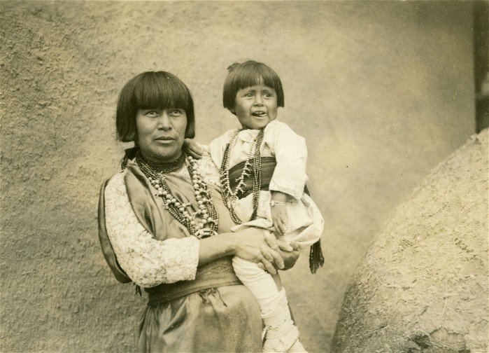 Juanita Pena holding her daughter. Photo by Harold Kellog, Courtesy Palace of the Governors Photo Archives (NMHM/DCA), 047580.