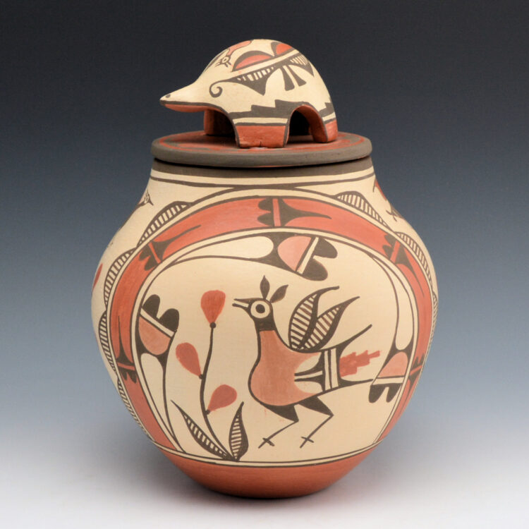 Medina, Elizabeth - Tall Jar with Birds, Rainbow & Turtle Lid