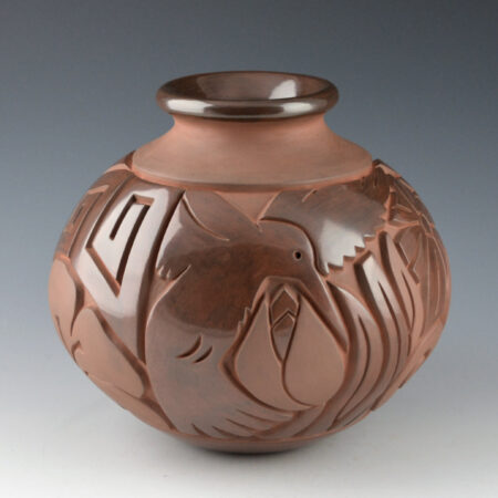 Alternative view of Begay, Jr., Harrison - Brown Jar with Hummingbirds and Flowers (2017)
