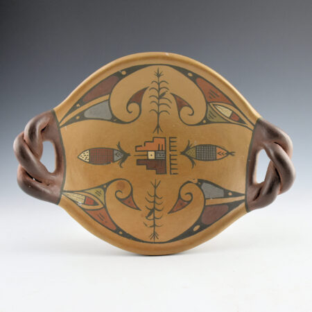 Gutierrez, Lela & Van - Polychrome Open Bowl with Corn Designs (1930's)