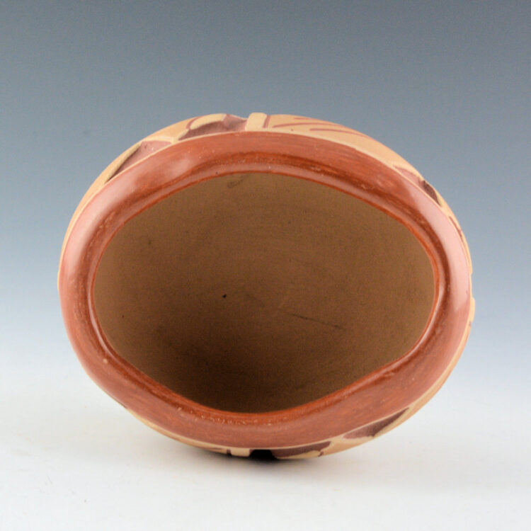 Montoya, Tomasita - Oval Carved Polychrome Bowl with Rain and Clouds (1960's) - Image 4