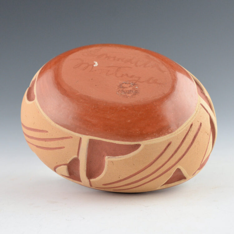 Montoya, Tomasita - Oval Carved Polychrome Bowl with Rain and Clouds (1960's) - Image 5