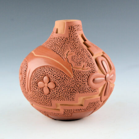 Garcia, Tammy - Red Jar with Heartline Deer and Flowers