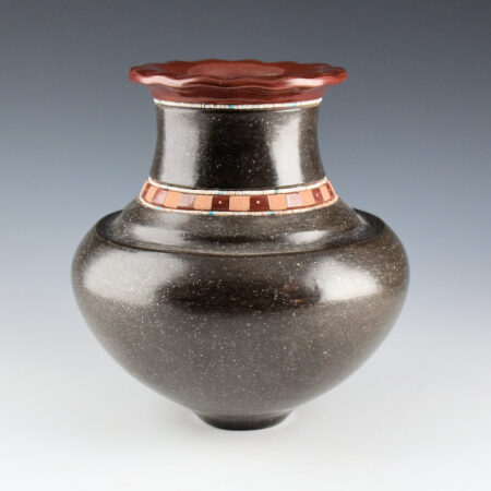 Sanchez, Russell  - Black-and-Red Water Jar with Raindrop Rim