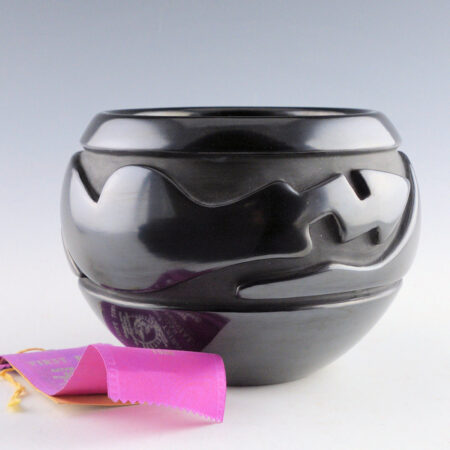 Youngblood, Nathan & Mela - Bowl with Carved Avanyu and Ribbon (1979)