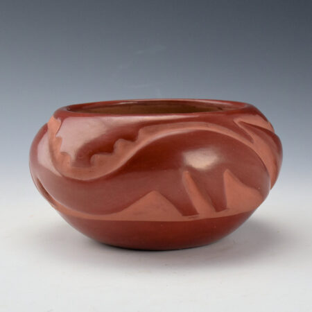 Alternative view of Gonzales, Juanita - Red Bowl with Carved Avanyu (1930's)