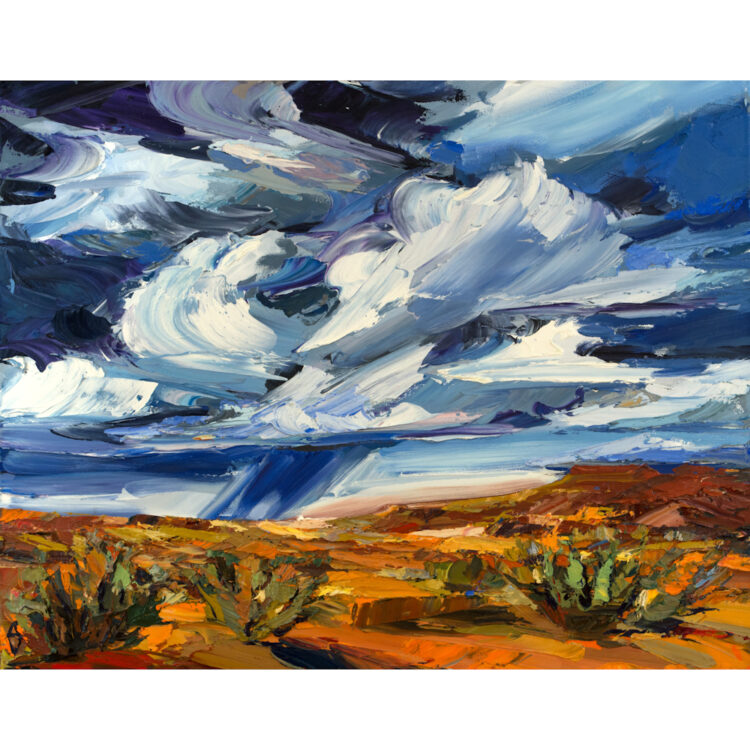 Vargas, Andrea - "Monsoon Over the Desert" (Oil on Canvas) 16" x 20"