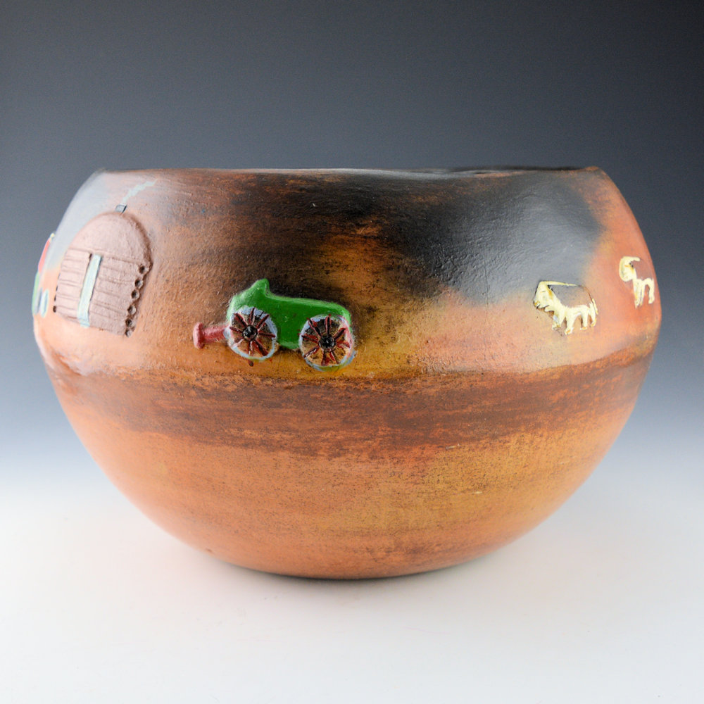Manygoats, Betty - 12" Wide Bowl with Navajo Scene (1990s) - Image 3
