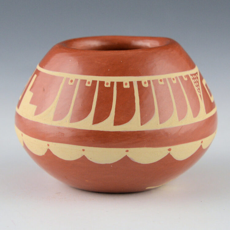 Gutierrez, Geraldine - Red Bowl with Feather and Cloud Designs