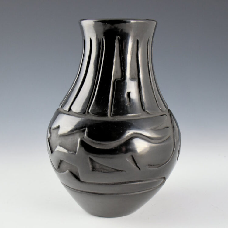 Chavarria, Stella  - Water Jar with Feathers and Carved Avanyu