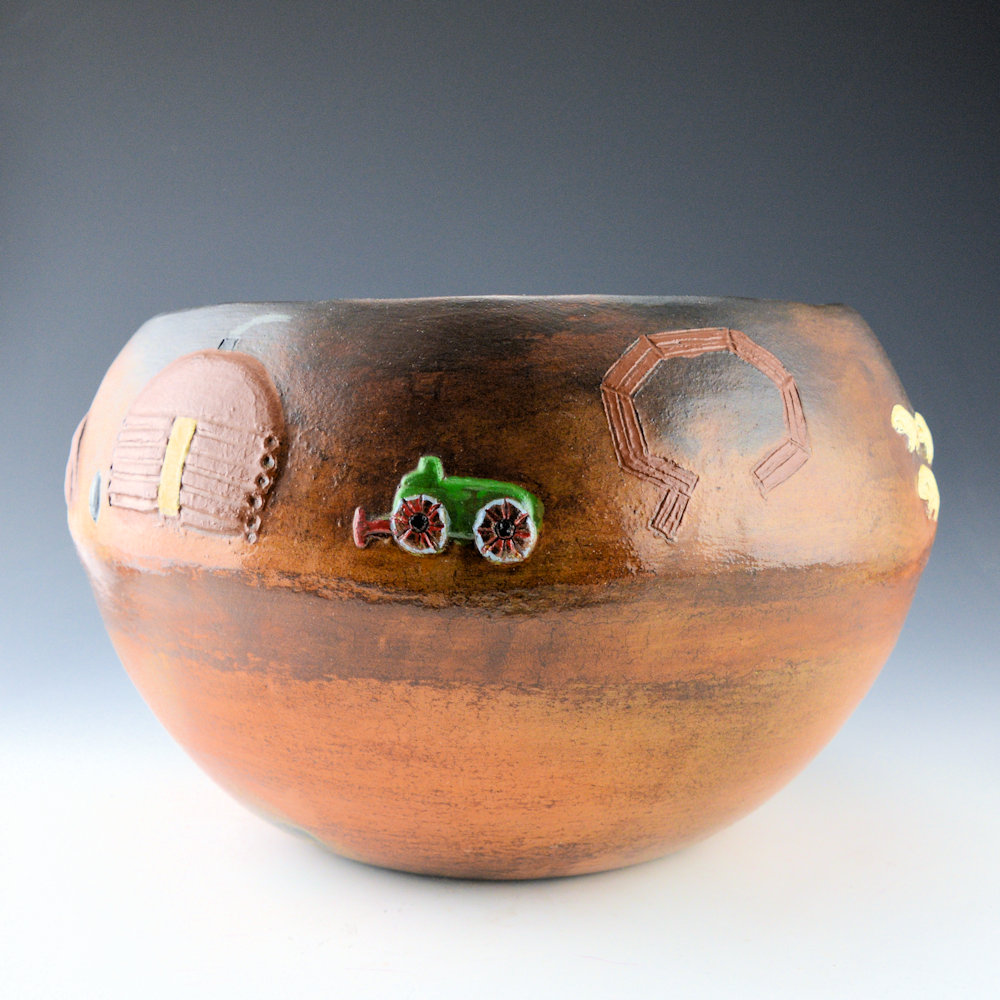 Manygoats, Betty - 12" Wide Bowl with Navajo Scene (1990s) - Image 2