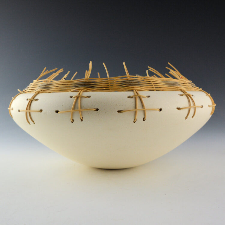 Stevens, Jacquie - White Bowl with Woven Basket Rim (2000)