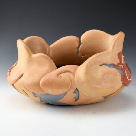 Borts-Medlock, Autumn - "Blue Sky and Red Birds" Sculptural Wide Jar (2022)