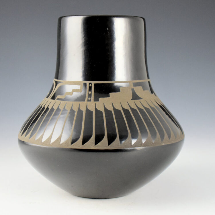 Gutierrez, Denny - Long Neck Jar with Feathers and Birds (1988)