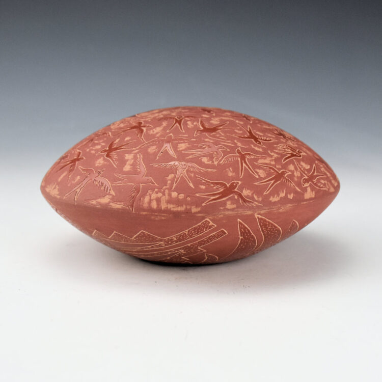 Tafoya, Camilio - Large Seedpot with 27 Birds and Avanyu (1979)