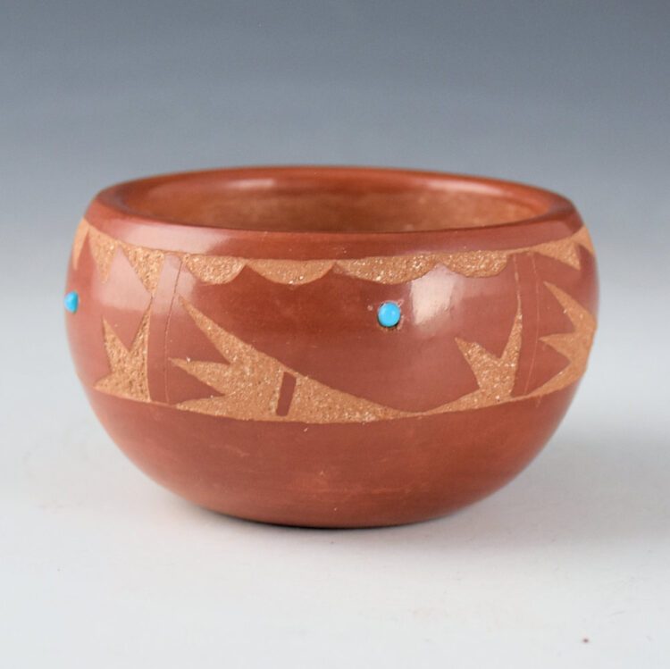 Lovato, Elizabeth - Red Bowl with Lightning & Rain Designs & Turquoise (2008)