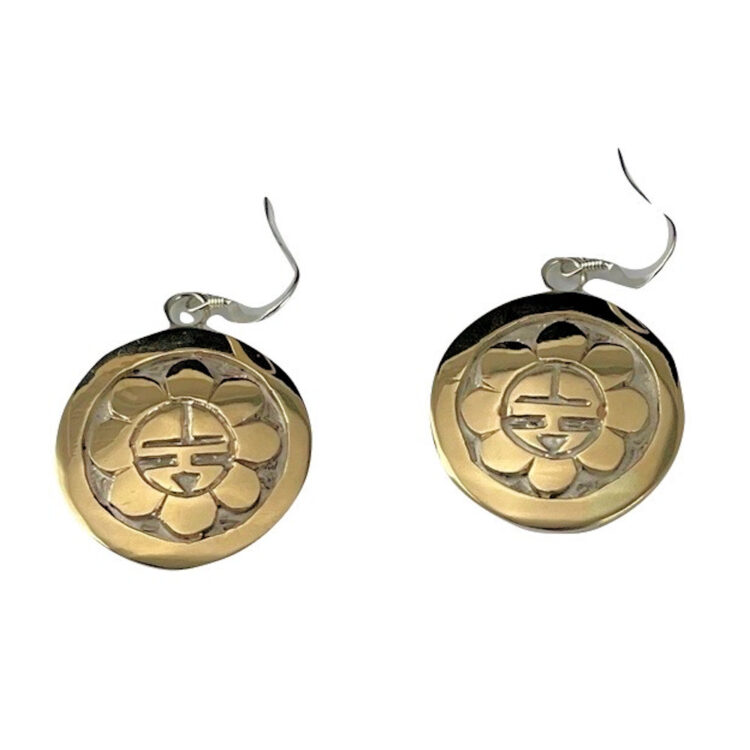 Honanie, Watson - 14K Gold/Sterling Silver Double Overlay Sun Face Earrings