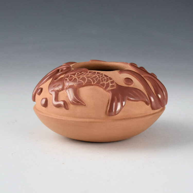 Youngblood, Christopher - Red Carved Bowl with Two Koi