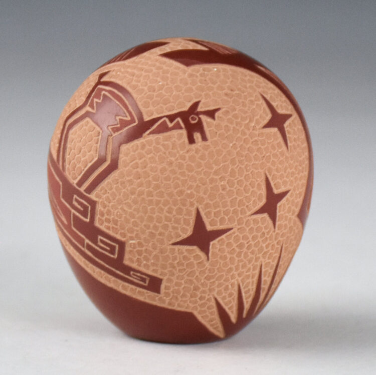 Lonewolf, Rosemary -  Seedpot with Antelope, Stars, Feathers, and Cloud Designs (1981)
