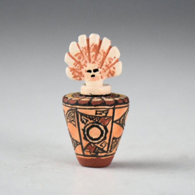 Natseway, Thomas - Mini Lidded Jar with Feather Designs and Tablita Lid