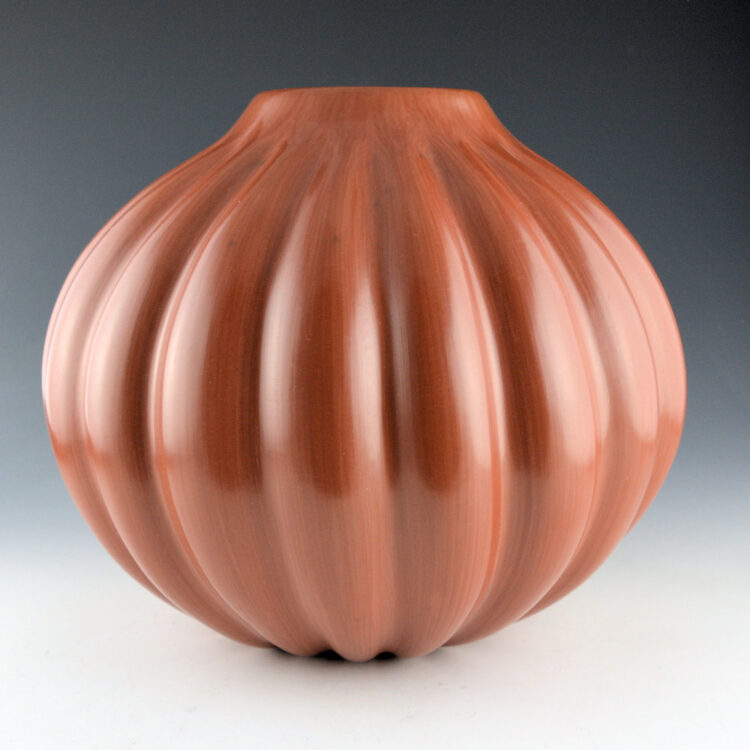 Shupla, Helen - 11"Wide Large Red 19 Rib Melon Jar (1980s)