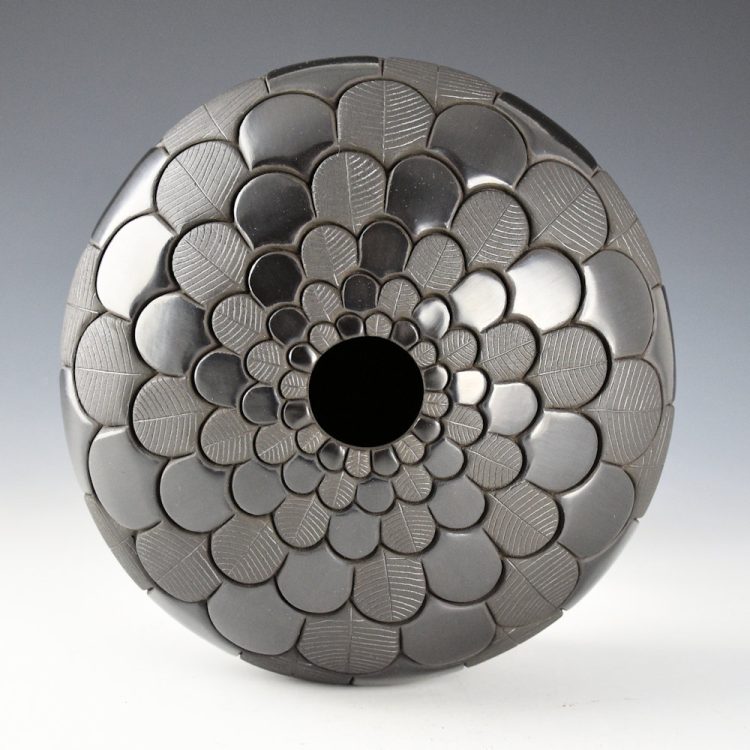 Tafoya, Stephanie - "Spiraling Feathers" Large Seedpot with 112 Feathers