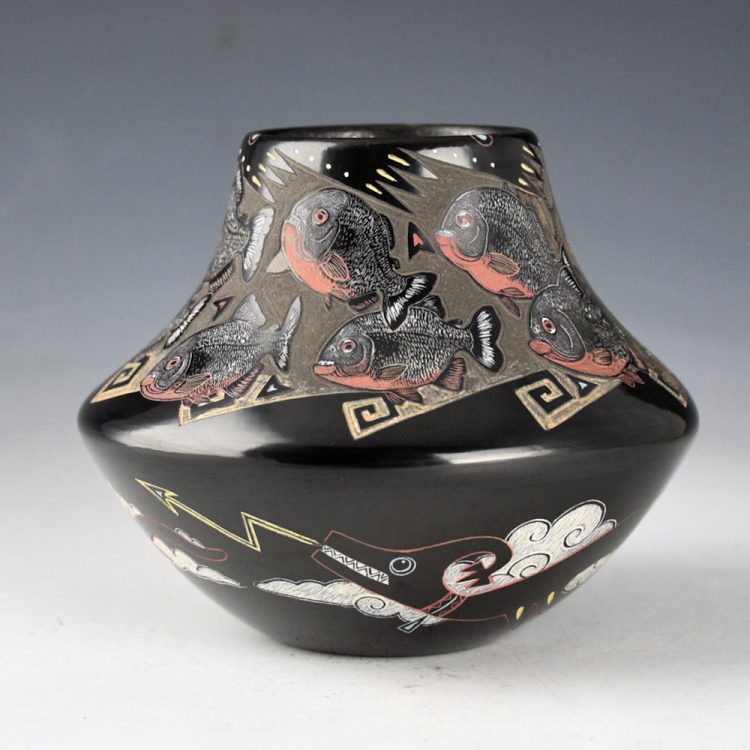 Tafoya, Jennifer - Water Jar with 12 Piranhas and Avanyu