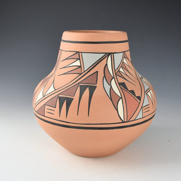 Talachy, Joe & Thelma - Five Color Pojoaque Water Jar with Cloud Designs (1970s)