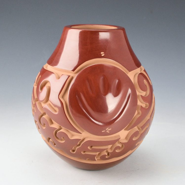 Youngblood, Nathan - "Water Brings Life" Red Carved Jar