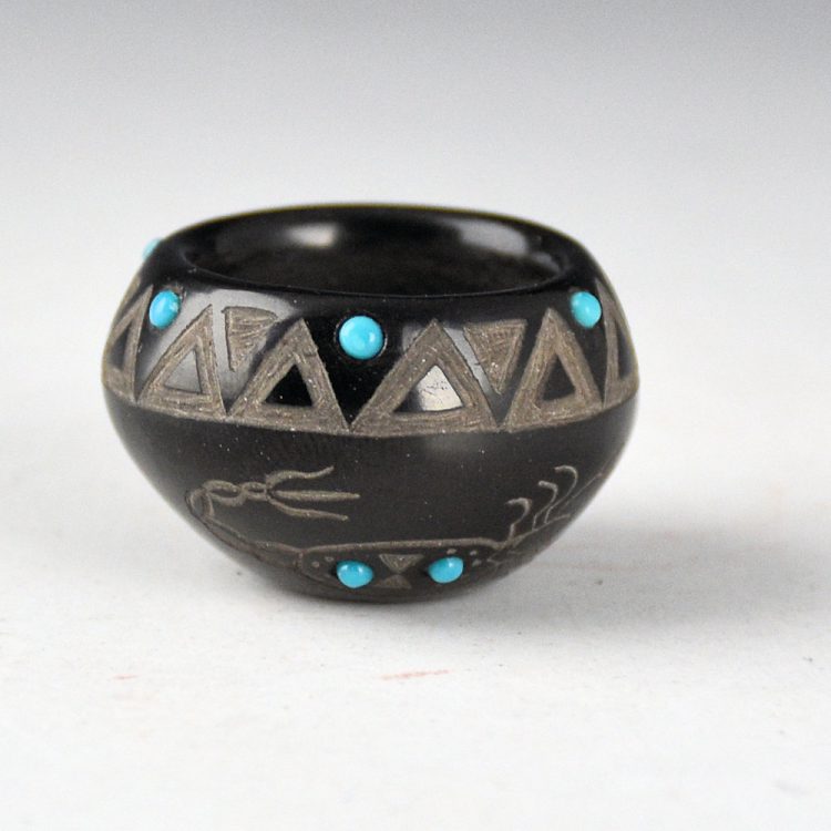Red Starr, Elmer - Small Bowl with Clouds, Scorpion, and Turquoise (1989)