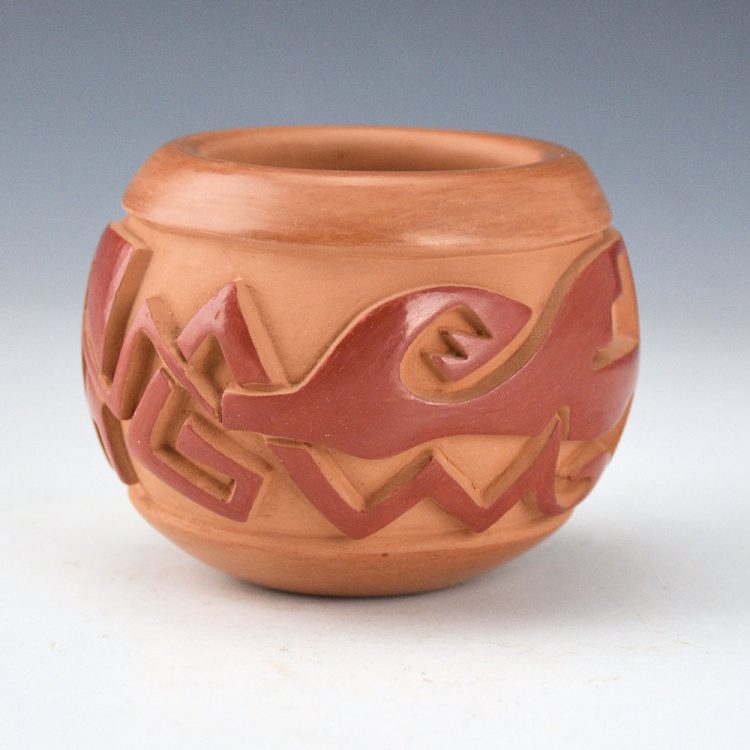 Garcia, Tammy & Linda Cain - Red and Tan Bowl with Avanyu (2018)