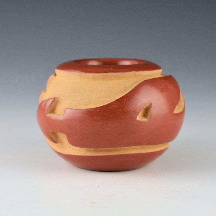 Suazo, Anita - Carved Red Bowl with Avanyu (1970s)