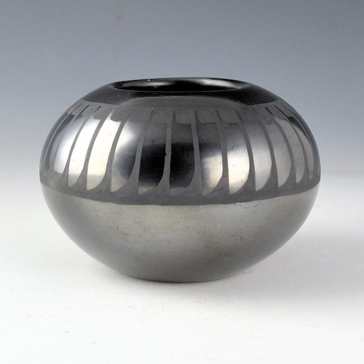 Martinez, Maria  - Gunmetal Feather Design Bowl (Maria + Santana, 1954-6)