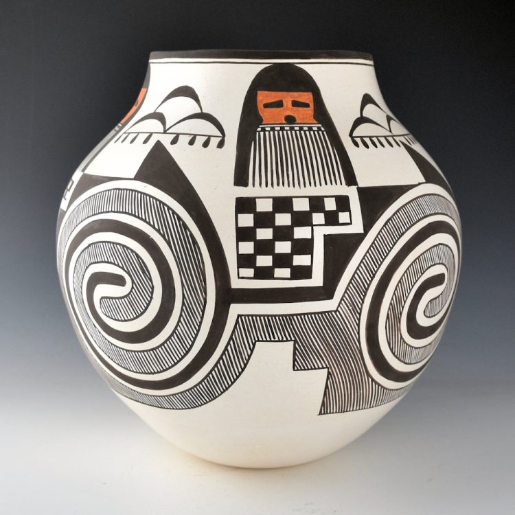 Sarracino, Myron - Tall Jar with Rain Swirls and Longhair Katsinas