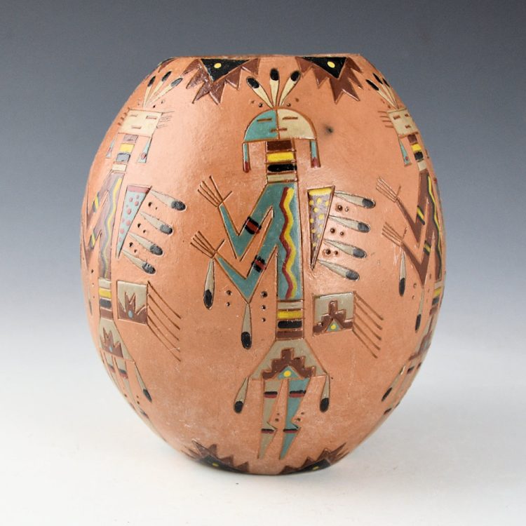 Chilly, Nancy Ann - Tall Jar with Six Yei Figures and Clouds