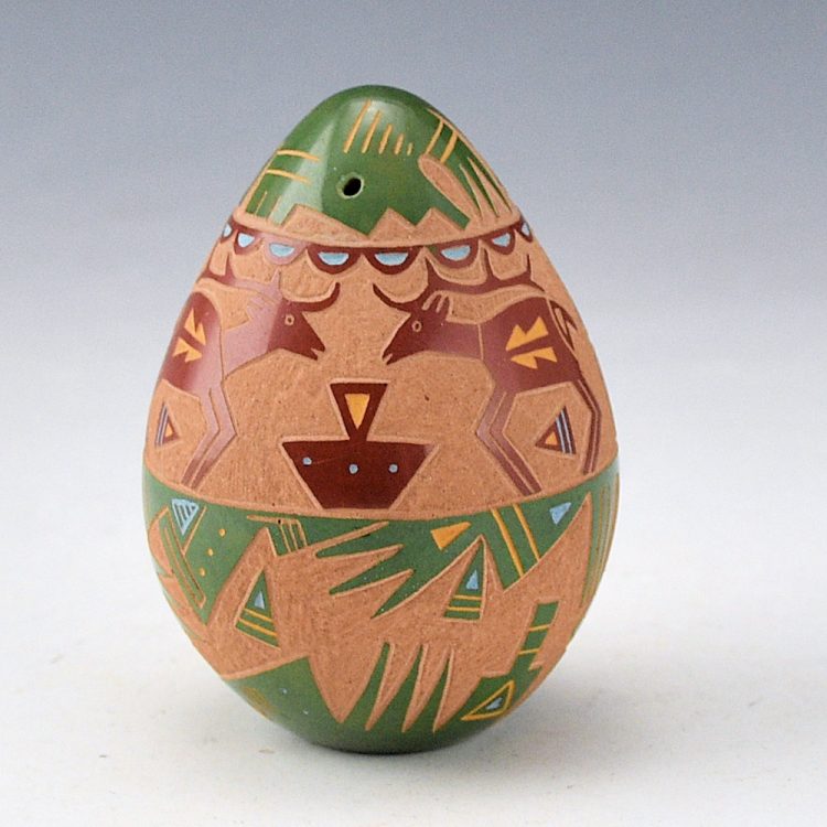 Tafoya, Ray  - Red and Green Seedpot with Elk (1984)