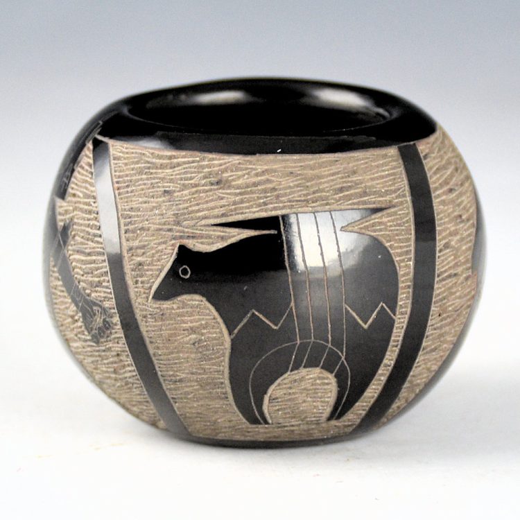 Tapia, Tom - Small Bowl with Katsina and Bear Fetish (1980s)