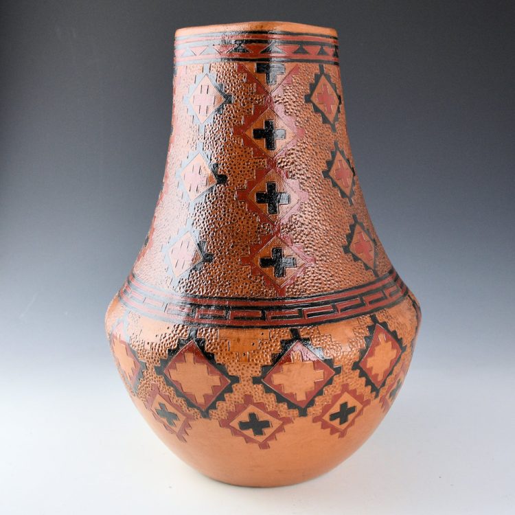 Williams, Lorraine - 12" Tall Square Neck Jar with Star Designs