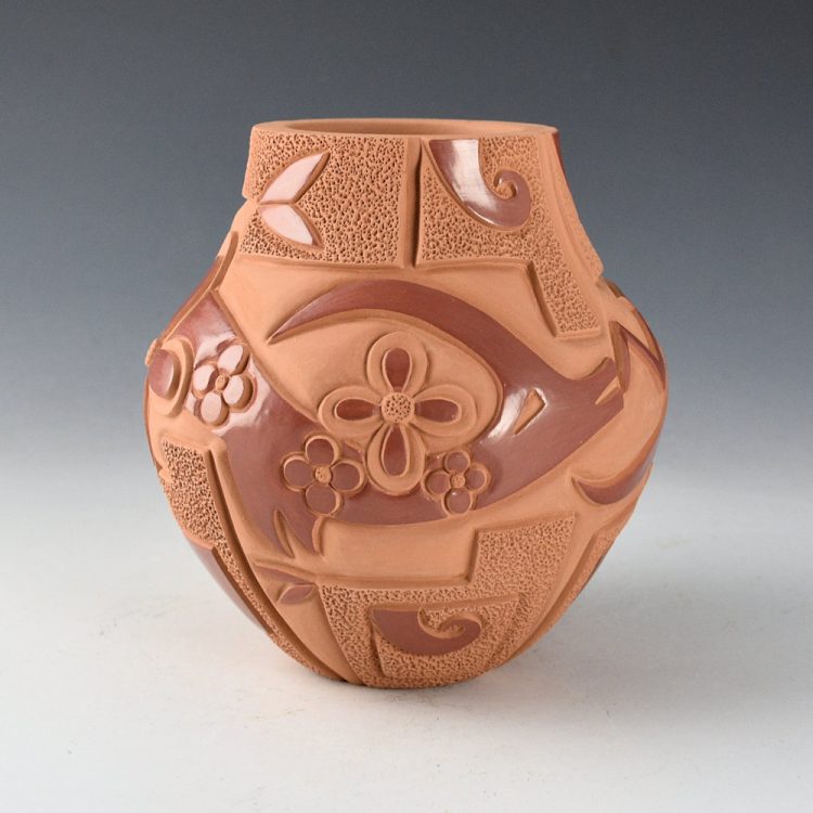 Garcia, Tammy - "Bringing Beauty" Jar with Avanyu and Flowers