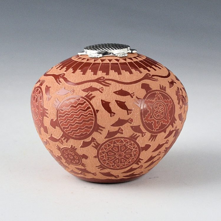 Duwyenie, Debra & Preston - 14 Turtles, Avanyu, Fish, and Silver Turtle Lid Seedpot