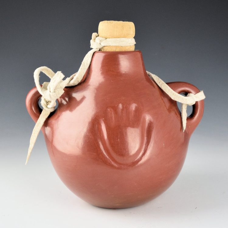 Tafoya, Margaret - Red Canteen with Bear Paws (1980s)