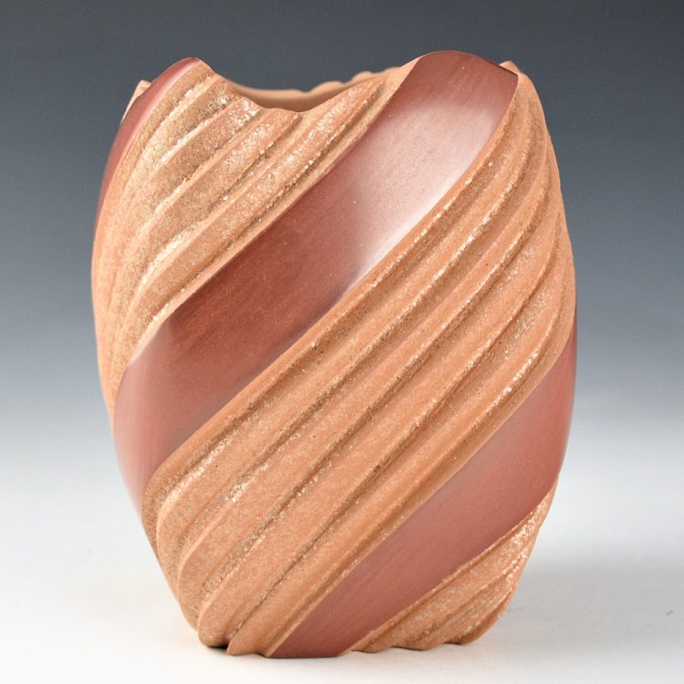 Toya, Dominique - Polished Red and Mica Swirl Ribs Square Jar - Image 3