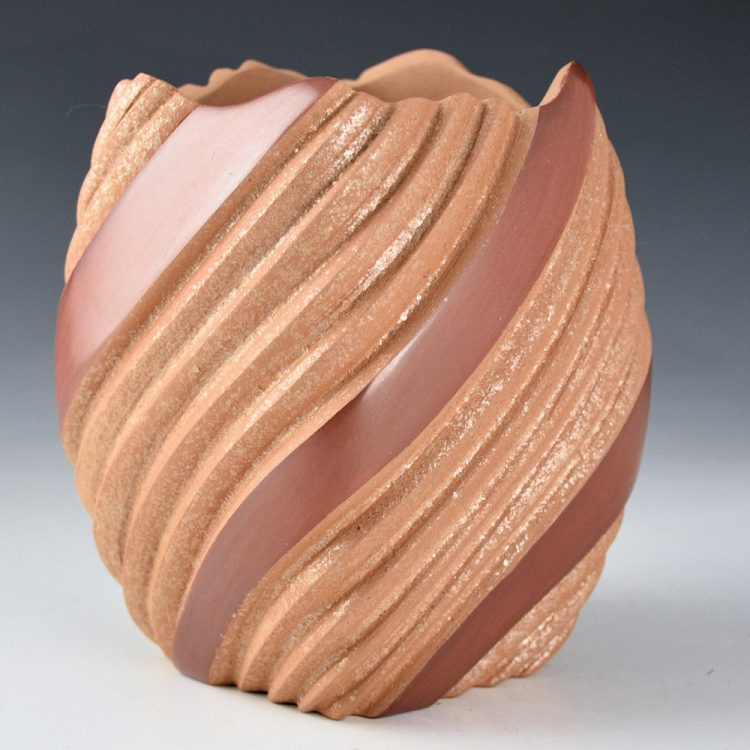 Toya, Dominique - Polished Red and Mica Swirl Ribs Square Jar - Image 2