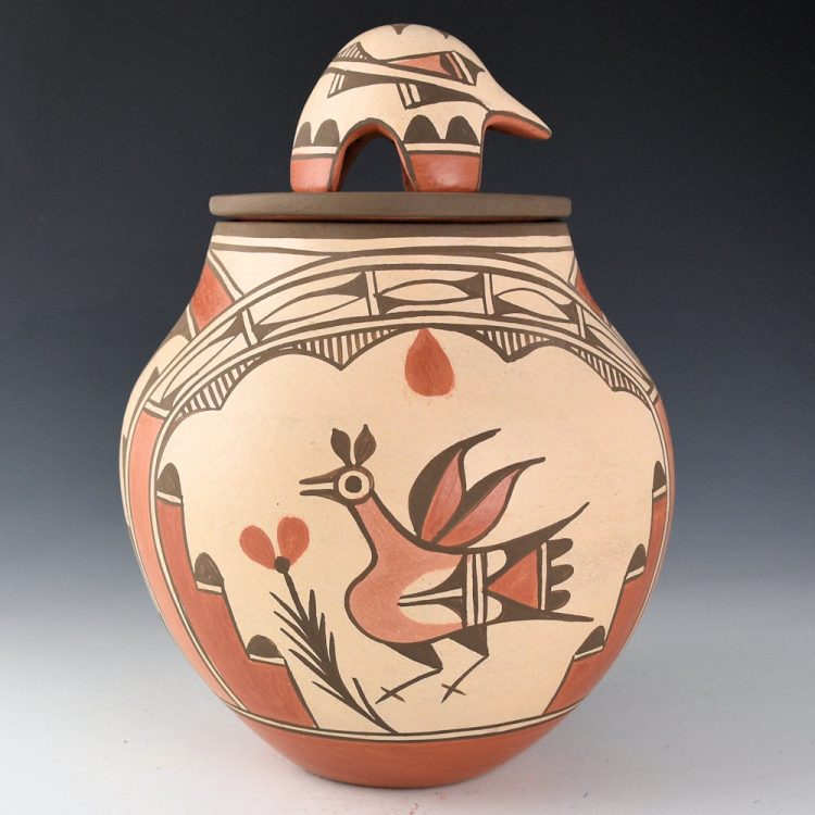 Medina, Elizabeth - Four Color Jar with Birds, Clouds, Rainbow, and Lid - Image 3