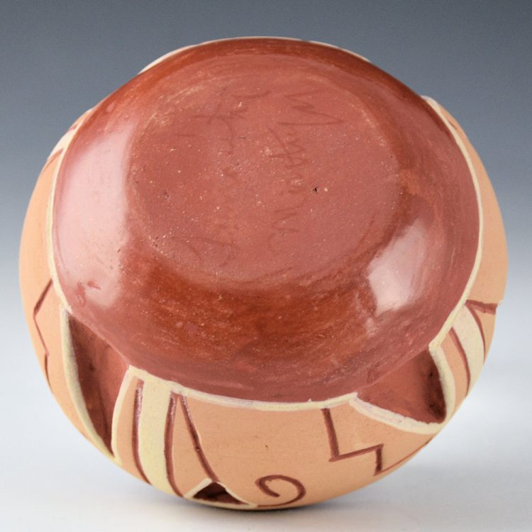 Montoya, Tomasita - Polychrome Bowl with Rain and Flower Designs (1960's) - Image 3