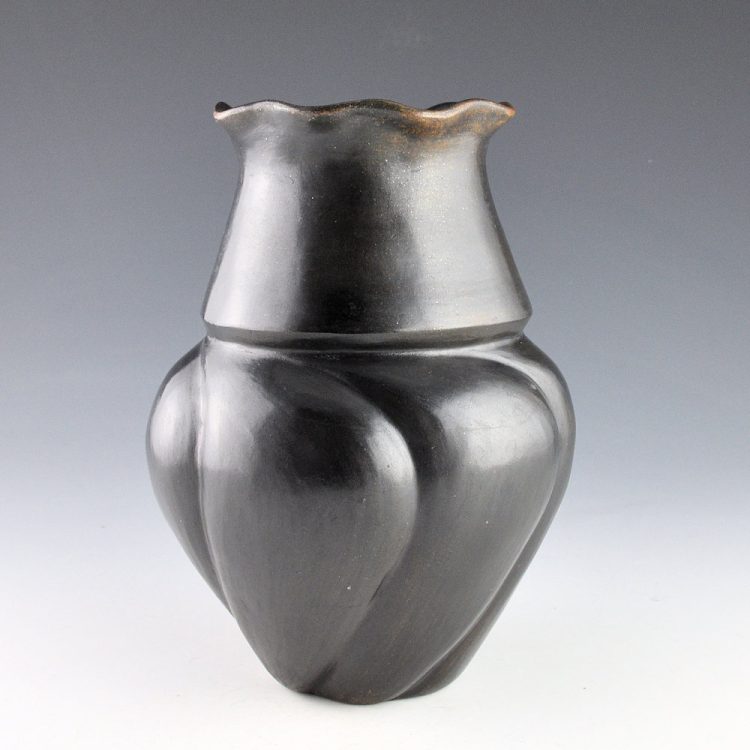 Manymules, Samuel  - Dark Brown Water Jar with 6 Swirling Melon Ribs