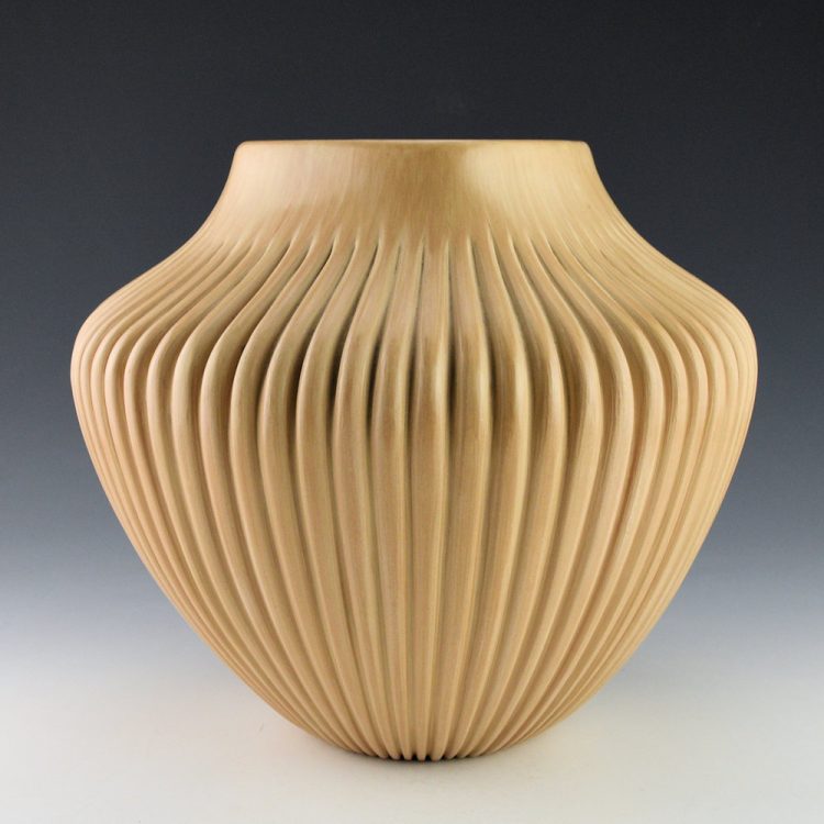 Gachupin, Laura - Large Tan Polished 64 Rib Melon Jar - Image 4