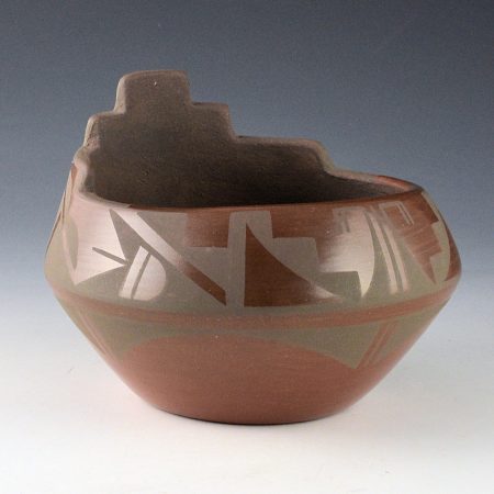 Alternative view of Dunlap, Linda - Brown Fired Terrace Jar with Plant Designs