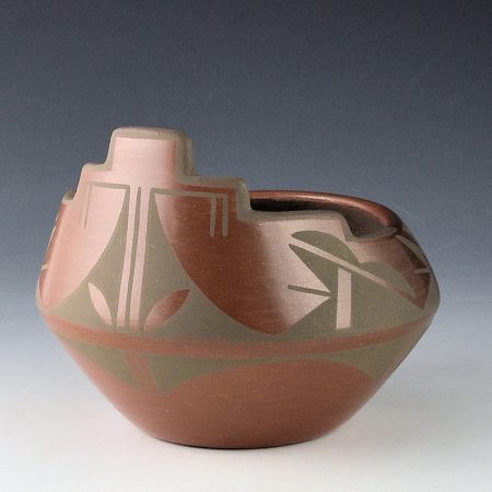 Dunlap, Linda - Brown Fired Terrace Jar with Plant Designs